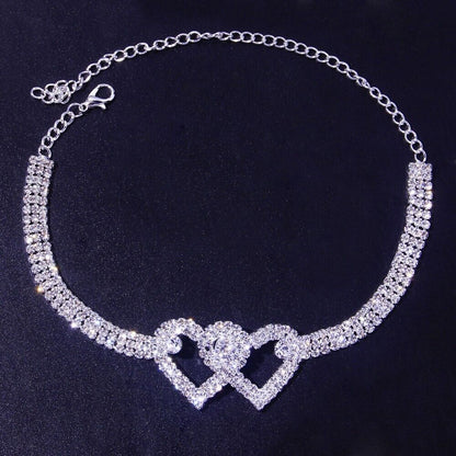 Double Heart Crystal Anklet – Bling Barefoot Chain Bracelet