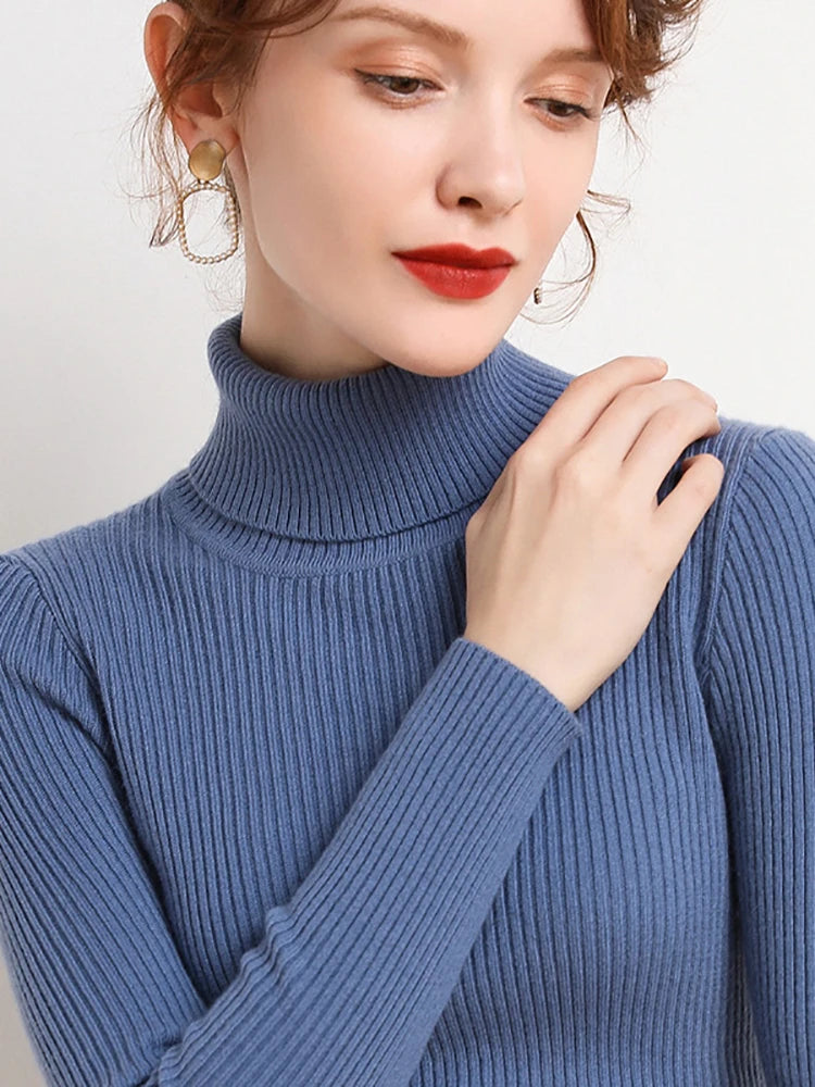 "Women's Fall Turtleneck Sweater - Soft Knitted Cashmere Pullover for  Autumn & Winter"