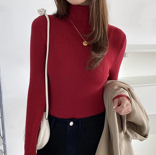 "Women's Fall Turtleneck Sweater - Soft Knitted Cashmere Pullover for  Autumn & Winter"